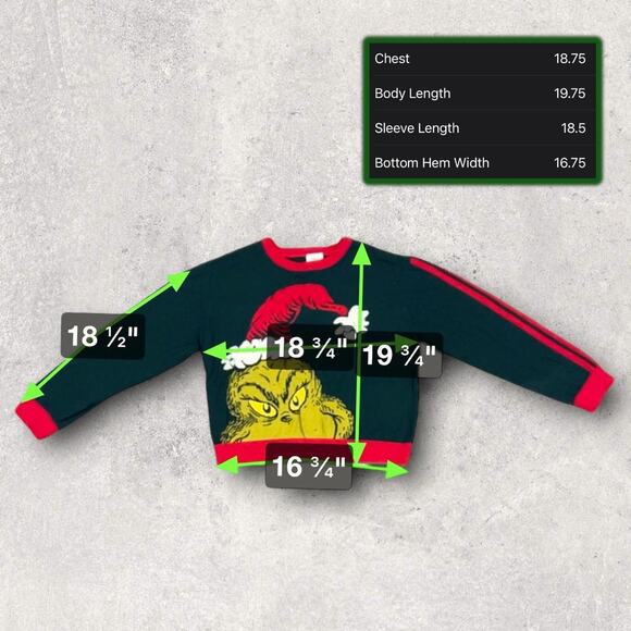 ★ The Grinch Wearing a Santa Hat Holiday Themed Christmas Sweater ★ - Picture 7 of 7